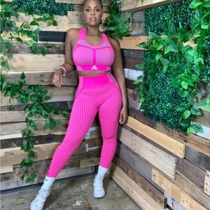 Pink Striped Women's Activewear Set